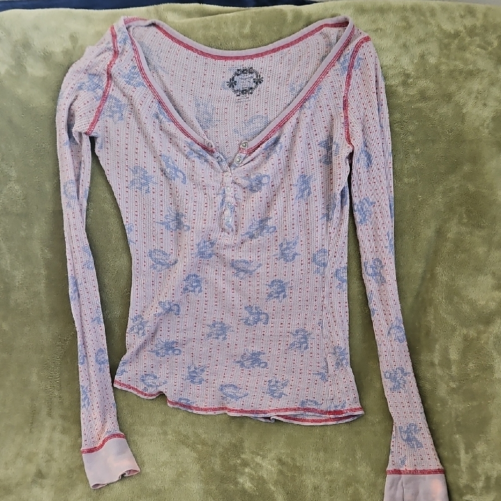 Women's Pink and Blue Floral Top
